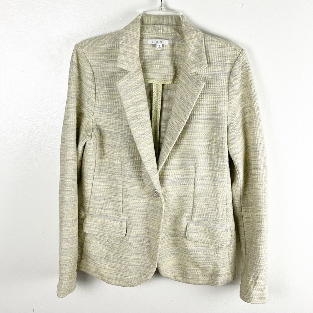 CABI One Fine Day Lemon Zest Tweed Single Buttoned Blazer Style 713, Size 8